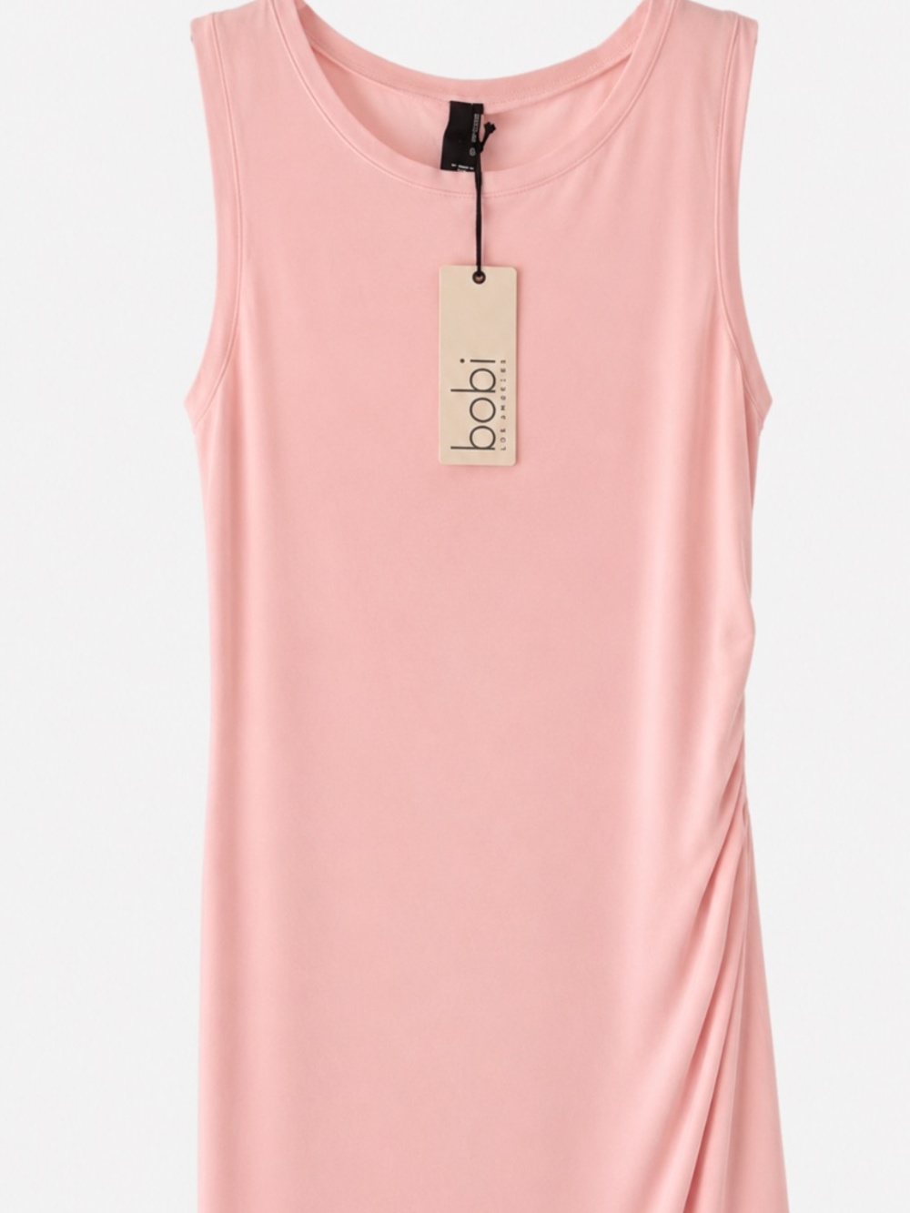 Bobi Los Angeles Pink Ruched Tank Dress Size L NWT